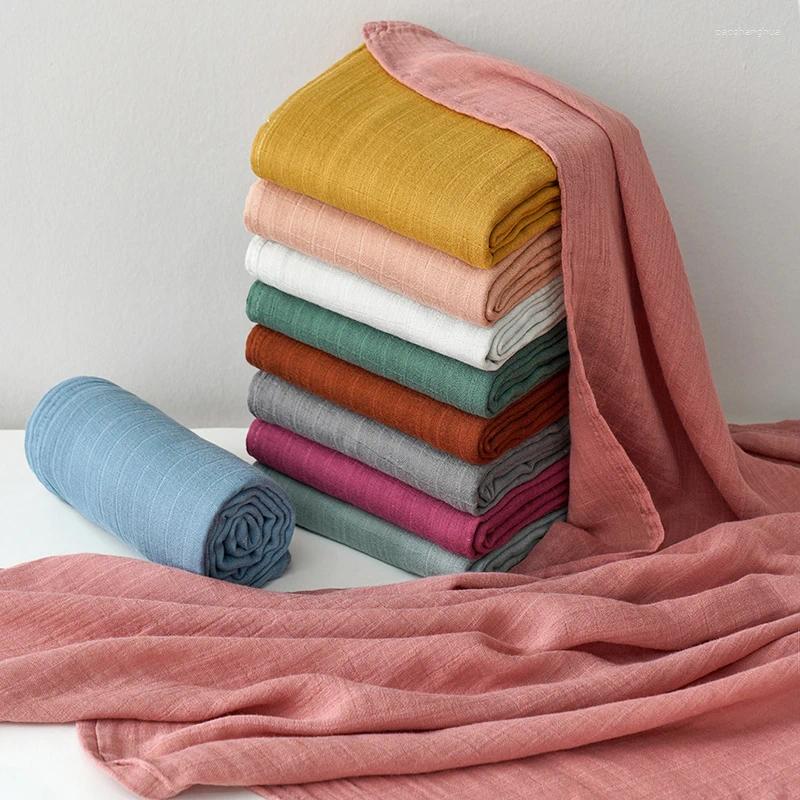 Couvertures née en bambou coton mousseline couverture de couleur unie enveloppe de couleur de couleur Sac de couchage bébé enveloppe de bain serviette de baignoire