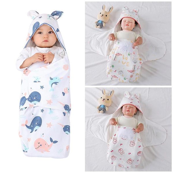 Couvertures Born Enveloppe Summer Baby Sacs de couchage avec oreilles Automne Cocoon Wrap Swaddle Literie douce Coton Couverture de sommeil pour bébé 0-6M