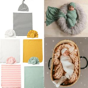 Couvertures née enveloppe extensible recevant un swaddle solide bébé po accessoires de panier de panier des filles set garçons