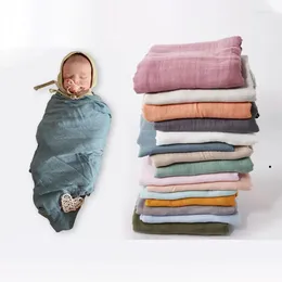 Couvertures Born Swaddle Quilt Coton Gaze Double couche Baby Wrap Printemps et été Serviette de bain Muslin
