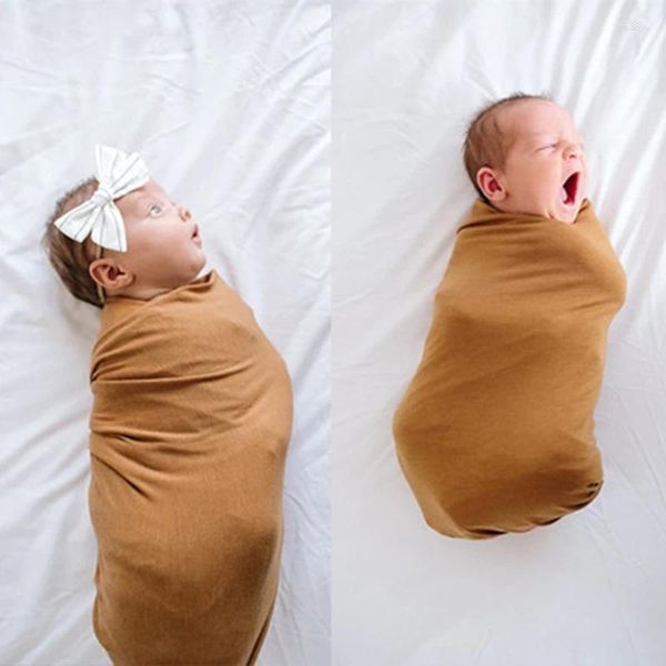 Couvertures nés nés nœuds coéquipières coiffure tas-coiffure Bonnet Sac de couchage de couleurs de couleur solide enveloppe de couverture.
