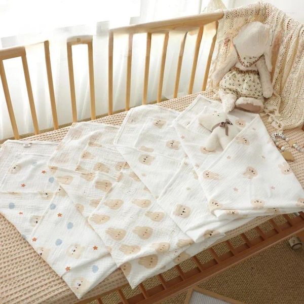 Couvertures Born Serviette Doux Bébé Dessin Animé Coton Quatre Saisons Swaddle Wrap Infantile Garçons Filles Literie 100 100 cm