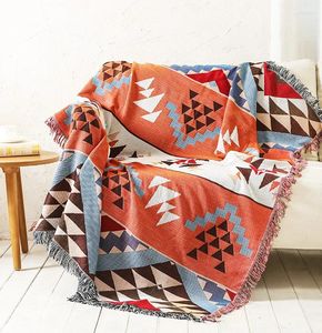 Couvertures respirantes géométriques tricotées, couverture de canapé, style Boho, couverture de canapé, tapis de sol, tapisserie à carreaux, couvre-lit