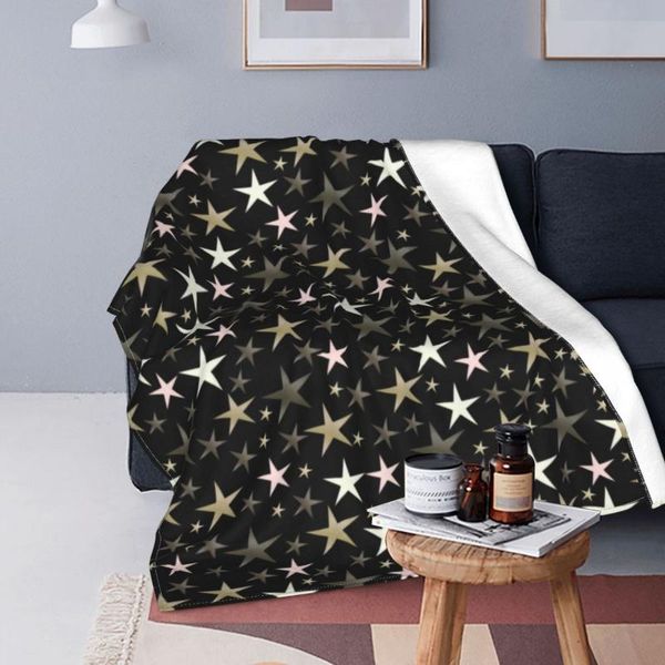 Couvertures Bright Star Couverture Noir Argent Brillant Étoiles Imprimer Cool Couvre-lit Polaire Canapé Doux CouvertureCouvertures