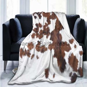 Dekens Brown Cow Fur Print Blanket Soft Cow Skin Print Throw Blankets Fleece Blanket Cow Pattern Blanket for couch Farm Animal Blanket x0711