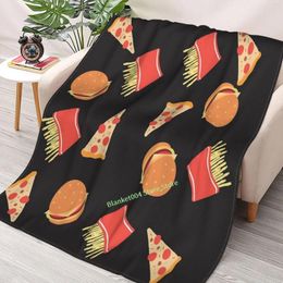 Couvertures Burgers Et Pizza !Couverture à motif alimentaire, imprimée en 3D, décoration pour canapé, chambre à coucher, cadeau de noël pour enfants et adultes