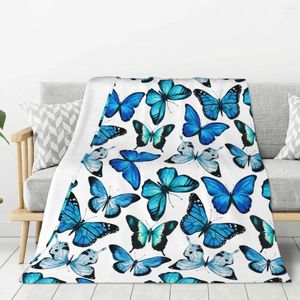 Couvertures papillons, belle couverture bleue, chaude, légère, douce, en peluche, pour chambre à coucher, canapé, Camping