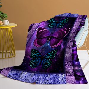 Couvertures papillon jeter couverture violet et bleu Design pour enfants adultes confortable canapé-lit salon 230919