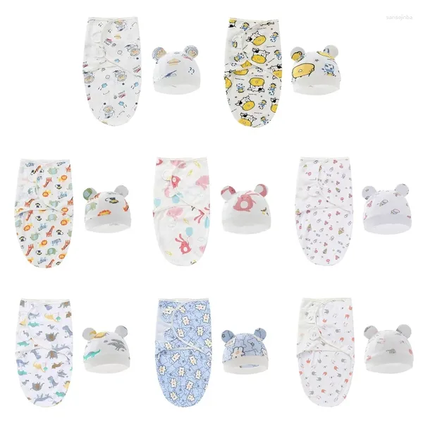 Couvertures bx0d bébé swaddle wrap chapeau né dormant pour 3 à 5 kg garçon / fille de couchage couverture de couverture infantile mousseline