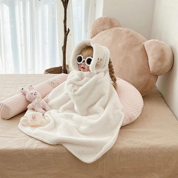 Mantas C9GB Manta para niños pequeños Nacidos Ropa exterior Cochecito Swaddling Toalla de baño Coral Fleece Saco de dormir para bebés Equipo de viaje