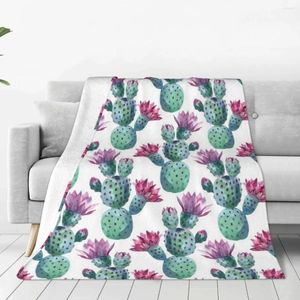 Couvertures cactus aquarelle motif en toison doux et à la bigne de la bouverture confortable chaude et confortable pour canapé canapé de canapé 40 