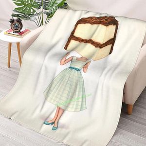 Dekens Cake Head Pin-Up Choolate Gooi Deken 3D Gedrukt Sofa Slaapkamer Decoratieve Kinderen Volwassen Kerstcadeau