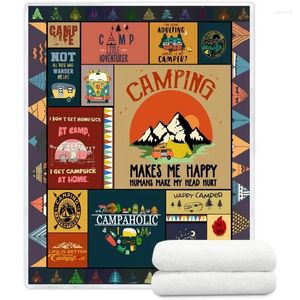 Couvertures Camping Sherpa jette une couverture de campeur heureux