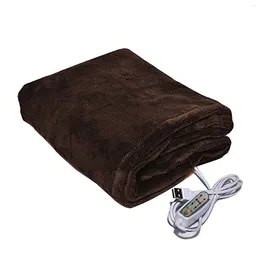 Dekens auto USB -verwarming reizen voor bankbed thermostaat sjaals soft pluche 3 niveaus elektrische deken timer instellingen winter warm camping