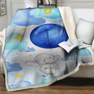 Dekens cartoon schattige olifant 3d sherpa deken pluche gooi zachte warme sprei voor thuisbed sofa kantoor picknick quilt dutje cover