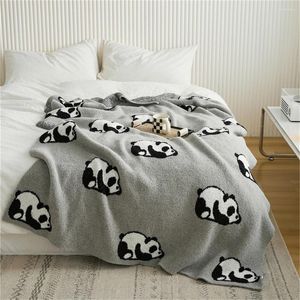 Dekens cartoon panda gebreide deken draagbare bank voor bedden slaapkamer decor kantoor dutje travel camping word sjaal