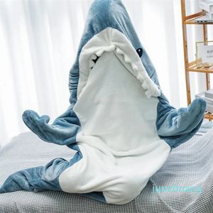 Blankets Cartoon Shark Sleeping Bag Pajamas Office Nap Shark Blanket Karakal High Quality Fabric Mermaid Shawl Blanket For Children Adult 2024