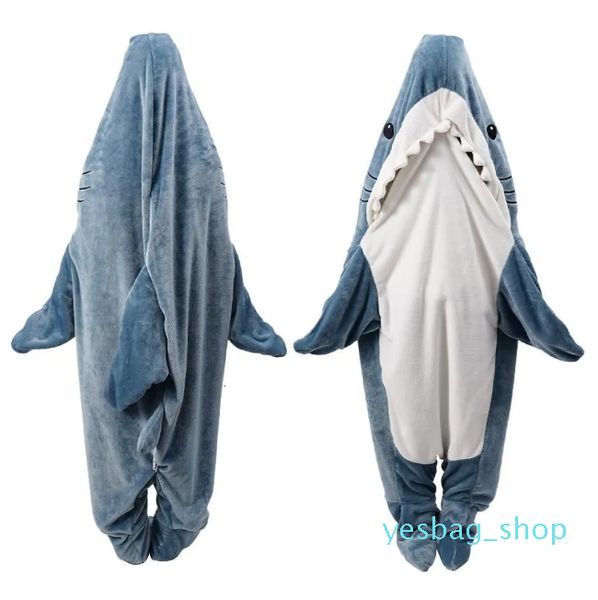 Couvertures Dessin animé requin sac de couchage pyjamas bureau sieste requin couverture Karakal haute qualité tissu sirène châle couverture pour enfants adultes GA