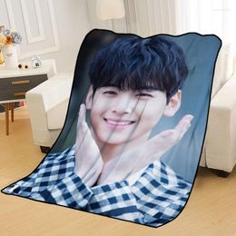 Cobertores Cha Eunwoo para camas lance cobertor macio verão anime viagem tamanho grande 145x200cm