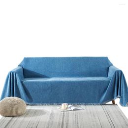 Mantas Chenille Sofá Cubiertas Espesadas Transpirable Antideslizante Color Sólido Cubierta de sofá Manta con flecos Boho