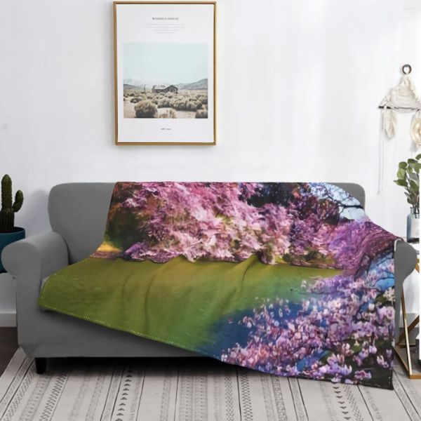Couvertures Couverture de fleurs de cerisier pour canapé lit Super doux confortable en peluche microfibre moelleux léger chaud flanelle 80 