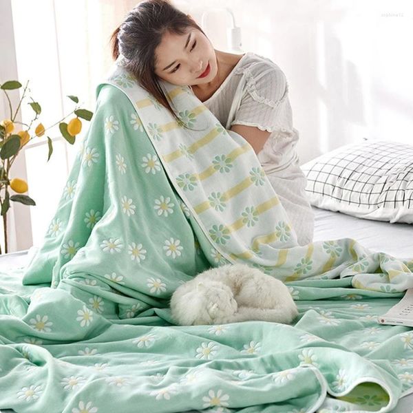 Couvertures serviette en mousseline de mousseline 6 couches de coton adulte adulte et enfants Climatiseur à double lit fine