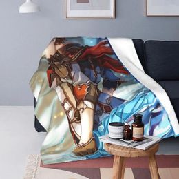 Couvertures childe genshin Impact à motifs à motifs couverture de flanelle de flanelle de printemps d'automne anime canapé polyvalent de voyage de voyage de voyage