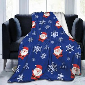 Couvertures de Noël Blanche bleue Santa Claus Snowflake Coral Fleece Pluce Super Warm For Liber