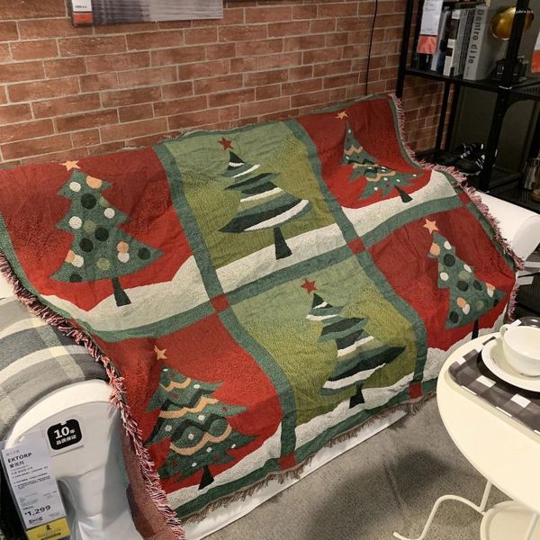 Mantas de decoración navideña, manta de regalo, sofá nórdico, toalla, decoración de seis pinos, alfombra, cubierta de cama de viaje