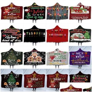 Dekens kerstkap deken met merry merry Wearable Quilt 3d geprinte kinderen winter pluche pluche mantel cape sofa drop levering home tuin textiel dhsv9