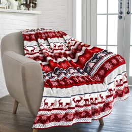 Mantas Navidad reno copo de nieve manta lana felpa tiro suave cómodo y cálido ropa de cama chal cama sofá franela impresa flor 231120