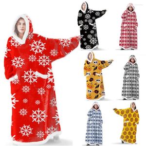 Dekens Kerst Super Lange Winter Warme Deken Hoodie Draagbare Mouwen Oversized Dikker TV Sweatshirt Voor Dames Heren