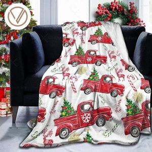 Dekens kerst gooi deken rode vrachtwagenbedden sofa bed flanel fleece xmas boom sneeuwvlok