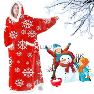 Dekens KerstmisSuper lange flanellen deken met mouwen Winter Hoodies Sweatshirt Dames Heren Pullover Fleece Giant TV-deken Oversized HKD230922