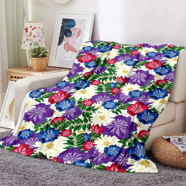 Couvertures motif chrysanthème canapé-lit couverture douce Plaid doux chaud flanelle jeter midi pause couvertures ventilateurs Gif R230819