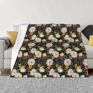 Dekens chrysanthemum gele en mooie deken flanellen bloem gezellig zacht fleece sprei