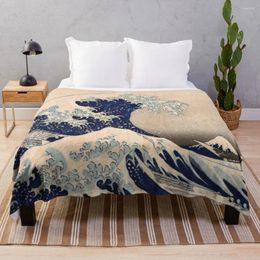 Dekens Klassiek Japans Great Wave Off Kanagawa Door Hokusai Wandtapijt Traditionele Versie HD Hoge Kwaliteit Gooi Deken Sofa Quilt