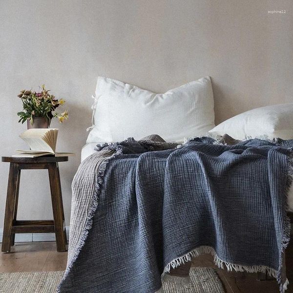 Couvertures couvertures classiques de lancer en tricot en mousseline avec des glands coureur de lit pour toutes les saisons canapé de bureau châle adulte 130x170cm