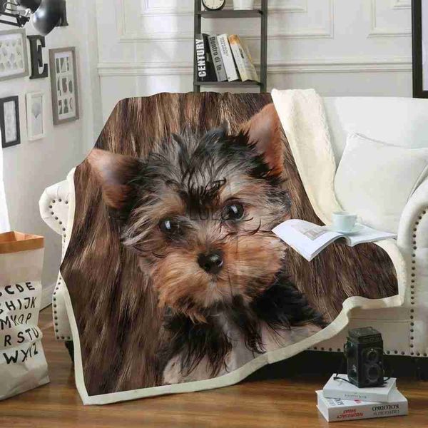 Mantas CLOOCL Manta Animales Perros Yorkshire Terrier Impresión 3D Manta Ropa de cama Decoración del hogar Oficina Siesta Manta Sherpa Manta HKD230922