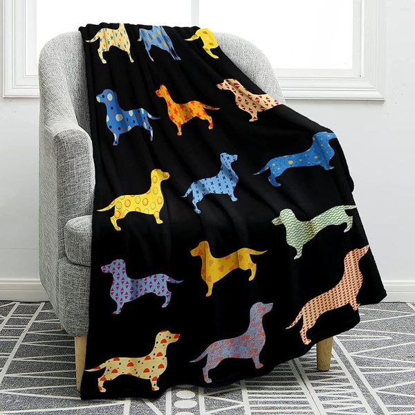 Mantas Colorido Dachshund Manta Dibujos animados Cachorro Perro Impresión Tiro para suave cama Sofá Sofá Regalo Niño Adulto 50 