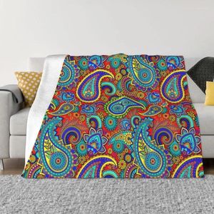 Dekens kleurrijke retro paisley patroon deken fleece lente herfst flanel boho bohemian bloemen kunst gooi thuisbedden