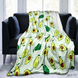 Dekens comfort flanel deken schattig fruit avocado print pluche deken deken fuzzy soft quilt sprei voor bed bank tapijten bankdekens r230824