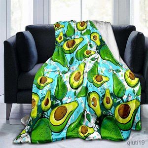 Dekens comfort flanel deken schattig fruit avocado geprinte pluche gooi deken fuzzy soft quilt voor bed bank bank twin maat r230819