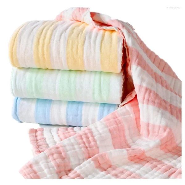Couvertures en coton pour bébé, serviettes de bain pour enfants, couches rayées, gaze peignée, accessoires pour nourrissons doux