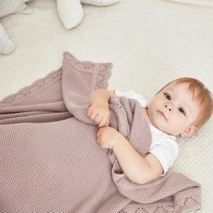 Couvertures en coton pour bébé, couverture tricotée pour nouveau-né, emmaillotage doux, couette de couchage pour landau, taille 80/100cm