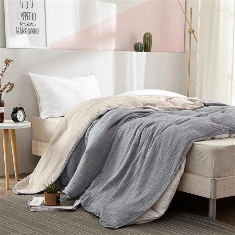 Cobertores de algodão musselina cobertor cama sofá viagem respirável verão lance macio 4 camadas gaze ab colcha lateral 200/230cm