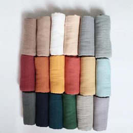 Couvertures en coton doux pour bébé, pour nourrissons et jeunes enfants, couleur unie, respirante, serviette de bain quotidienne, emmaillotage