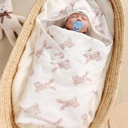 Couvertures coton Bathrobes chauds super doux pour les nés du sac de couchage pour nourrissons enveloppe avec une serviette de spa poncho pour tout-petit du capot