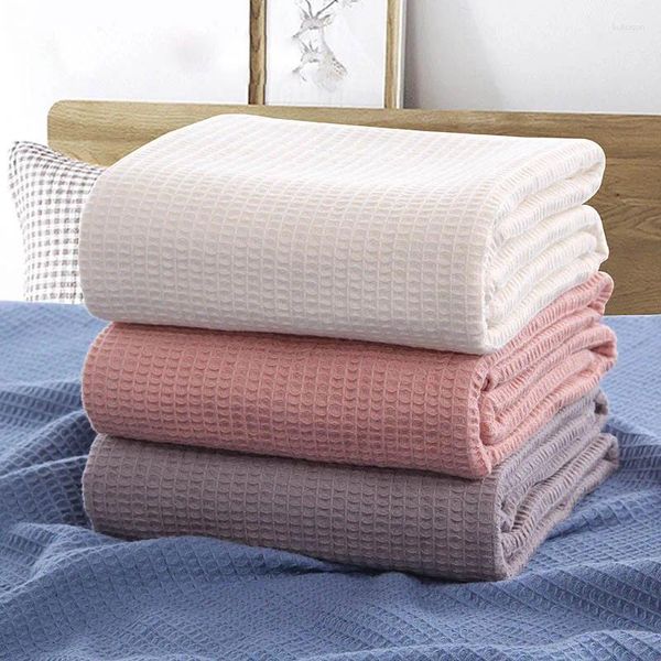 Mantas de algodón Waffle Checks Japón Manta de verano para sofá cama Toalla Edredón Mujeres Wrap Nap Throw Coche Oficina