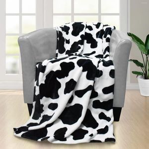 Couvertures imprimées de vache, noir et blanc, jeté de lit doux, canapé, confortable et chaud, petit cadeau en peluche pour fille, maman, décor de chambre à coucher